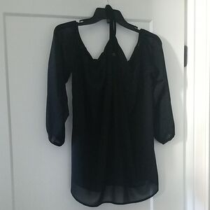 Vemvan Shoulder Off Long Sleeve Black Top Size XL
